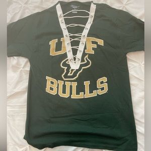 Women’s Custom USF Bulls Lace Up V Neck